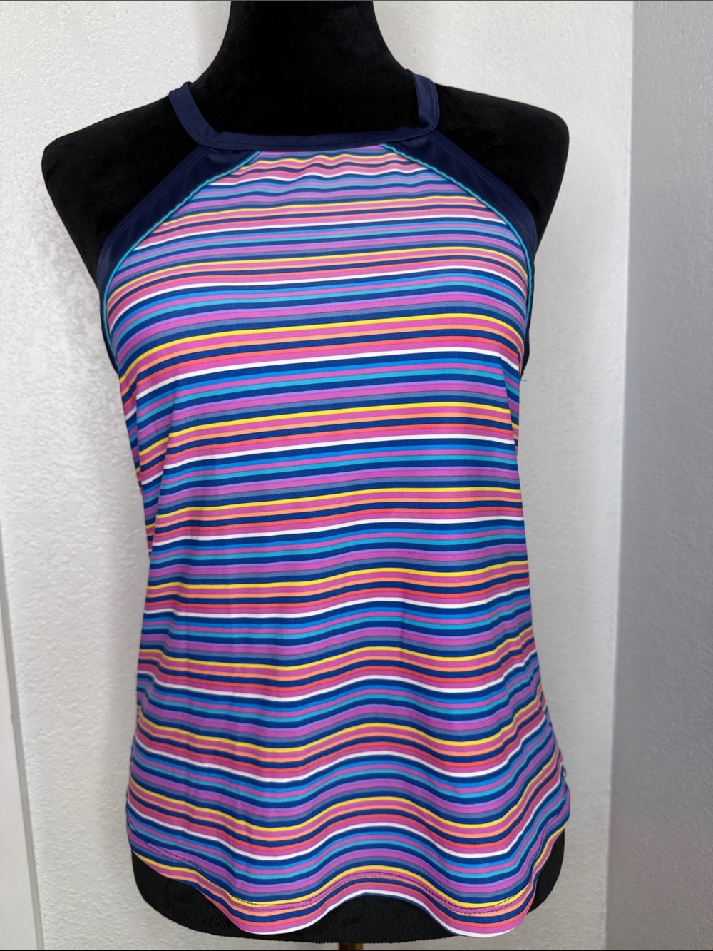South Point Striped Racerback Tankini Top Size 8 Colorful Swim Top UPF Beach